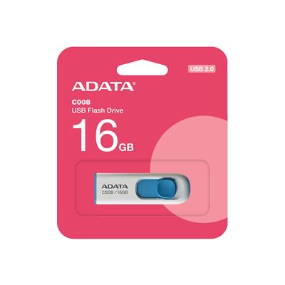 Pen Drive ADATA C008 16GB USB 2.0 C/Tapa Deslizante White/Blue