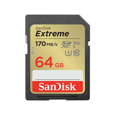 Tarjeta SDHC SanDisk Extreme 64GB UHS-I U3 V30 170MB/s 4K