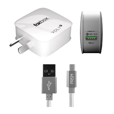 Cargador Foxbox Vol 3.1A + Cable Prism USB/Lightning Blanco