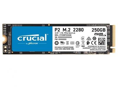 Disco Crucial 250GB P2 M.2 2280 NVMe 2400MB/s PCIe
