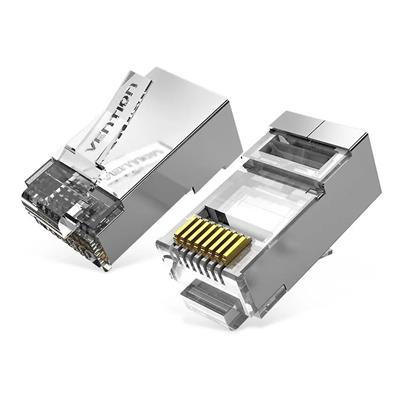 Ficha Plug RJ45 Vention CAT6A FTP Modular Blindada Metal