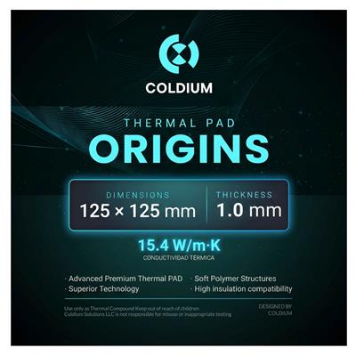 Pad Térmico Coldium Origins 125x125x1.0mm Premium 