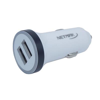 Cargador P/Auto 2 USB Rápido 2.1A Gris Netmak