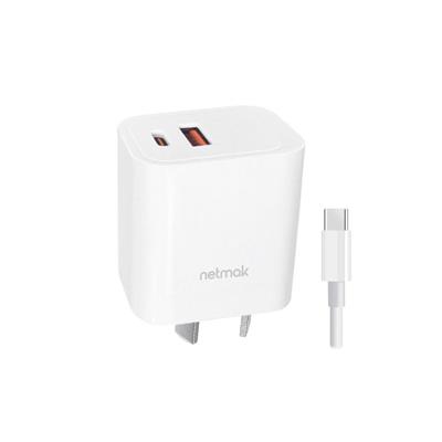 Cargador Doble Netmak NM-CP28 De Pared USB QC3.0 + USB-C PD 20W