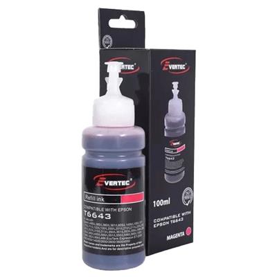 Botella De Tinta Evertec Compatible Con Epson T6643 Magenta 100ml