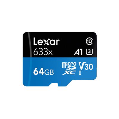 Tarjeta microSDXC Lexar 633x 64GB UHS-I C10 U3 V30 S/Adaptador